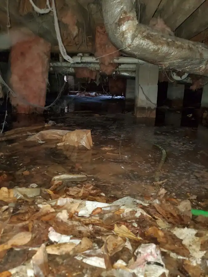 Crawl space flood assessment for Commercial Water Damage Restoration in Roselle Park