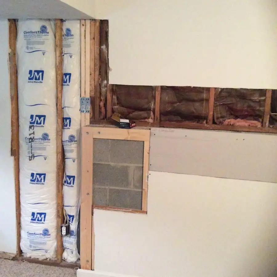 Wall insulation replacement during Basement Flood Cleanup in Roselle Park